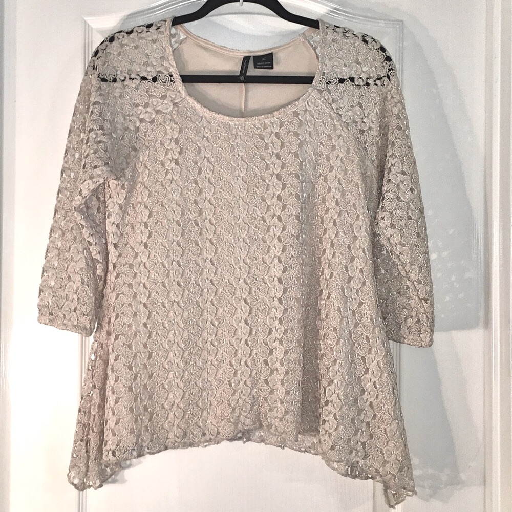 New Directions Long Sleeve Crochet Top